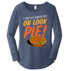 Funny Family Thanksgiving I Can't Eat Another Bite Oh Look Pie Shirt Women's Perfect Tri Tunic Long Sleeve Shirt