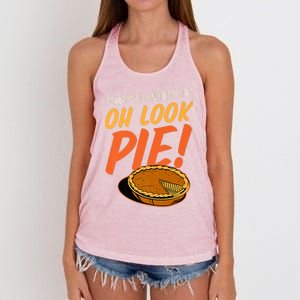 Funny Family Thanksgiving I Can't Eat Another Bite Oh Look Pie Shirt Women's Knotted Racerback Tank