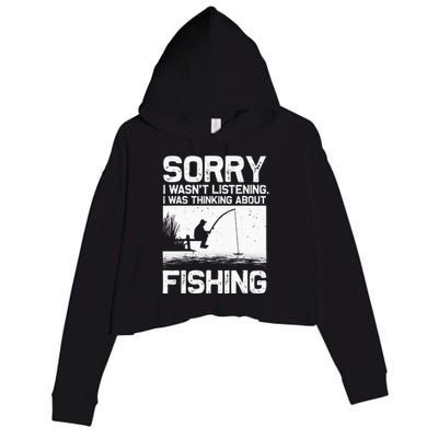 Fishing For  Trout Bass Fisherman Vacation Crop Fleece Hoodie