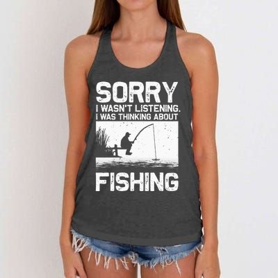 Fishing For  Trout Bass Fisherman Vacation Women's Knotted Racerback Tank