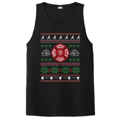 Firefighter Fire Ugly Christmas Style Gift PosiCharge Competitor Tank