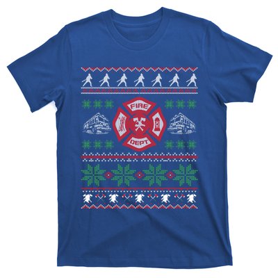 Firefighter Fire Ugly Christmas Style Gift T-Shirt