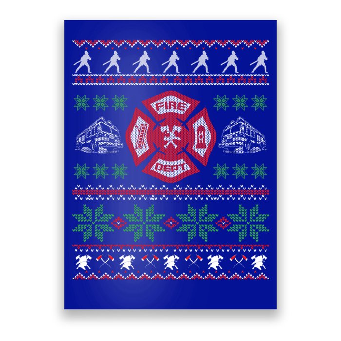 Firefighter Fire Ugly Christmas Style Gift Poster