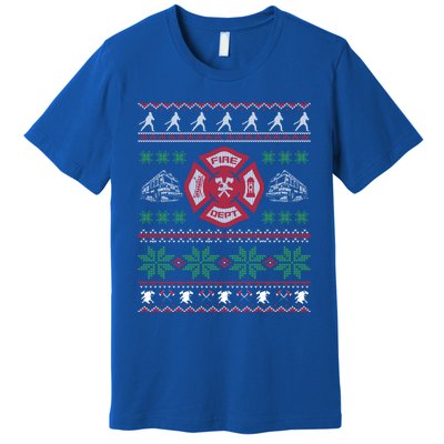 Firefighter Fire Ugly Christmas Style Gift Premium T-Shirt