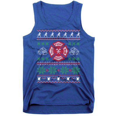 Firefighter Fire Ugly Christmas Style Gift Tank Top