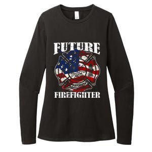 Future Firefighter Usa Flag Theme For Birthday Womens CVC Long Sleeve Shirt