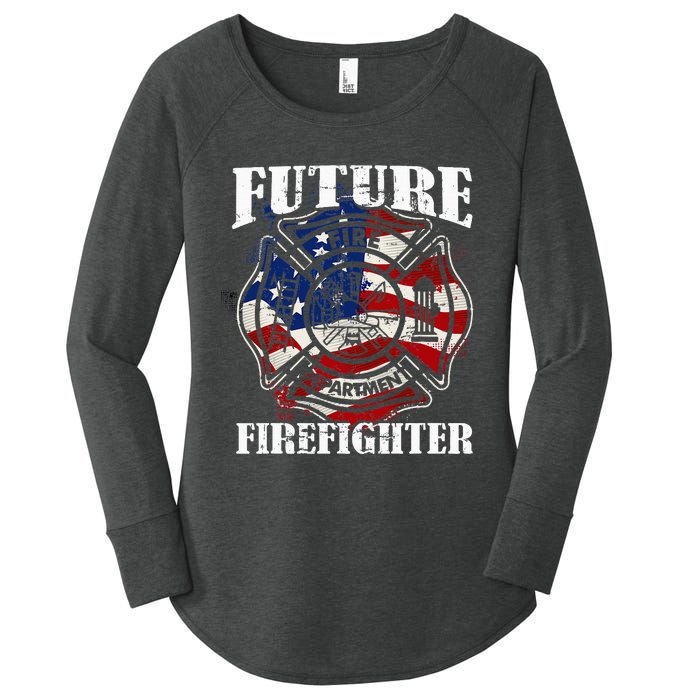 Future Firefighter Usa Flag Theme For Birthday Women's Perfect Tri Tunic Long Sleeve Shirt