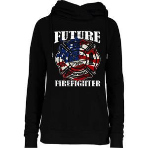 Future Firefighter Usa Flag Theme For Birthday Womens Funnel Neck Pullover Hood