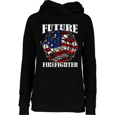 Future Firefighter Usa Flag Theme For Birthday Womens Funnel Neck Pullover Hood