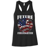 Future Firefighter Usa Flag Theme For Birthday Women's Racerback Tank