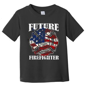 Future Firefighter Usa Flag Theme For Birthday Toddler T-Shirt