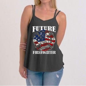 Future Firefighter Usa Flag Theme For Birthday Women's Strappy Tank