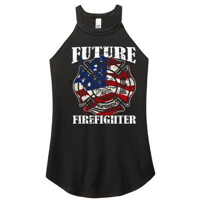 Future Firefighter Usa Flag Theme For Birthday Women's Perfect Tri Rocker Tank