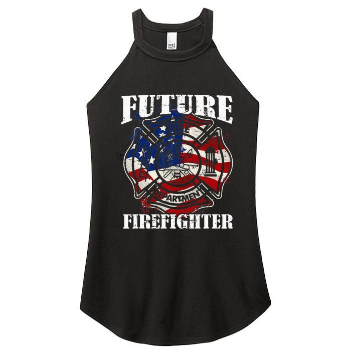 Future Firefighter Usa Flag Theme For Birthday Women's Perfect Tri Rocker Tank