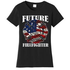 Future Firefighter Usa Flag Theme For Birthday Women's T-Shirt