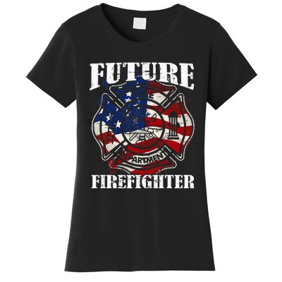 Future Firefighter Usa Flag Theme For Birthday Women's T-Shirt