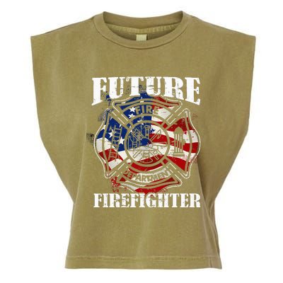 Future Firefighter Usa Flag Theme For Birthday Garment-Dyed Women's Muscle Tee