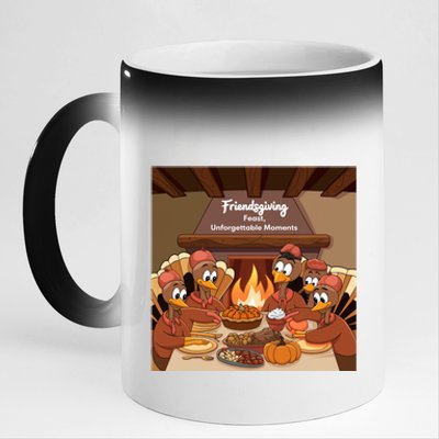 Friendsgiving Feast Unforgettable Moments Happy Turkeys Happy Thanksgiving 11oz Black Color Changing Mug