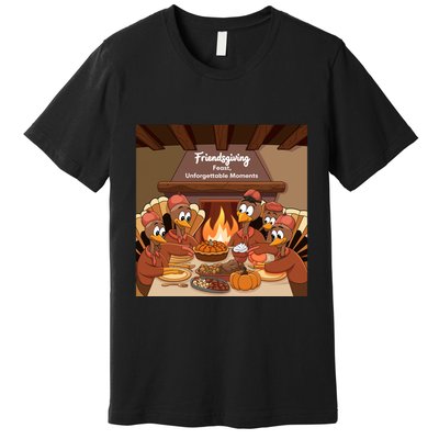 Friendsgiving Feast Unforgettable Moments Happy Turkeys Happy Thanksgiving Premium T-Shirt