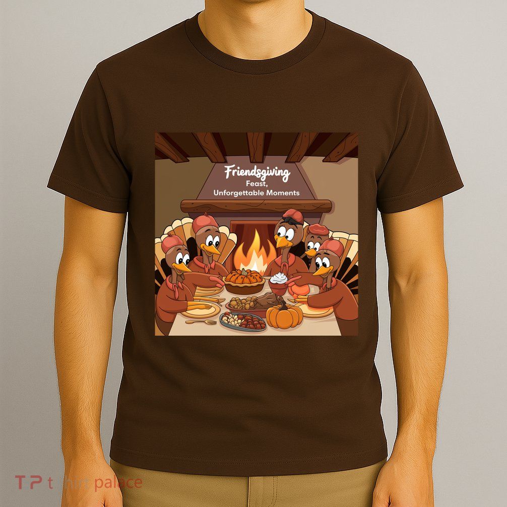 Friendsgiving Feast Unforgettable Moments Happy Turkeys Happy Thanksgiving T-Shirt