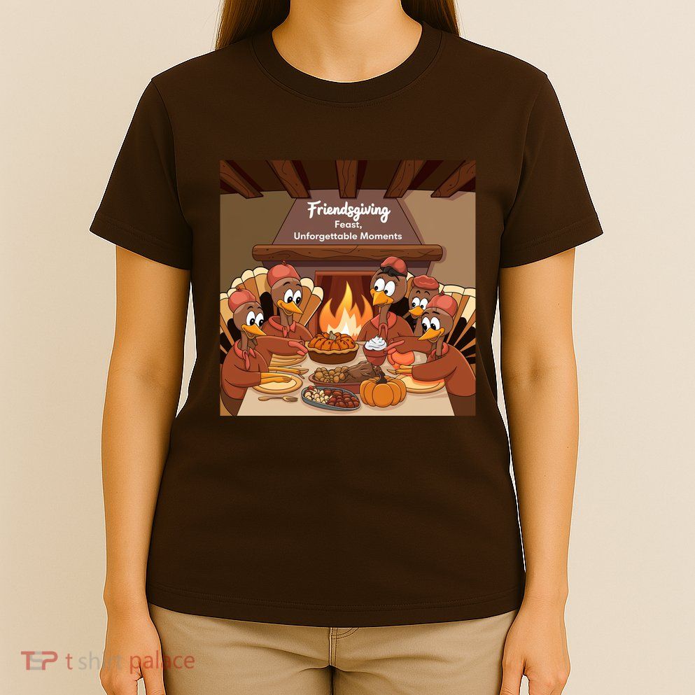 Friendsgiving Feast Unforgettable Moments Happy Turkeys Happy Thanksgiving T-Shirt