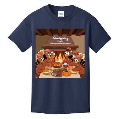 Friendsgiving Feast Unforgettable Moments Happy Turkeys Happy Thanksgiving Kids T-Shirt