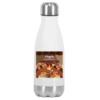 Friendsgiving Feast Unforgettable Moments Happy Turkeys Happy Thanksgiving Stainless Steel Insulated Water Bottle