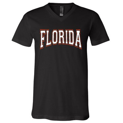 Florida FL United States Font V-Neck T-Shirt