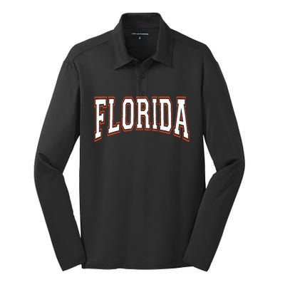 Florida FL United States Font Silk Touch Performance Long Sleeve Polo