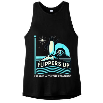 Funny-Penguin-Flippers-Up-I-Stand-With-The-Penguins Ladies PosiCharge Tri-Blend Wicking Tank