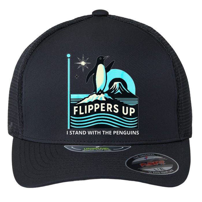Funny-Penguin-Flippers-Up-I-Stand-With-The-Penguins Flexfit Unipanel Trucker Cap