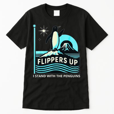 Funny-Penguin-Flippers-Up-I-Stand-With-The-Penguins Tall T-Shirt