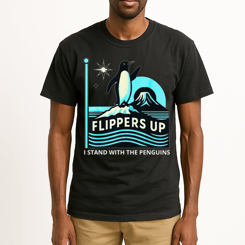 Funny-Penguin-Flippers-Up-I-Stand-With-The-Penguins Tall T-Shirt