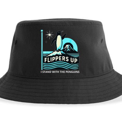 Funny-Penguin-Flippers-Up-I-Stand-With-The-Penguins Sustainable Bucket Hat