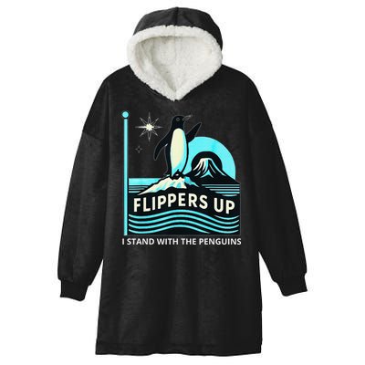 Funny-Penguin-Flippers-Up-I-Stand-With-The-Penguins Hooded Wearable Blanket