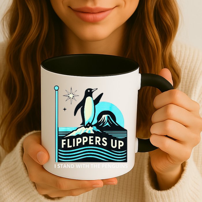 Funny-Penguin-Flippers-Up-I-Stand-With-The-Penguins Mug