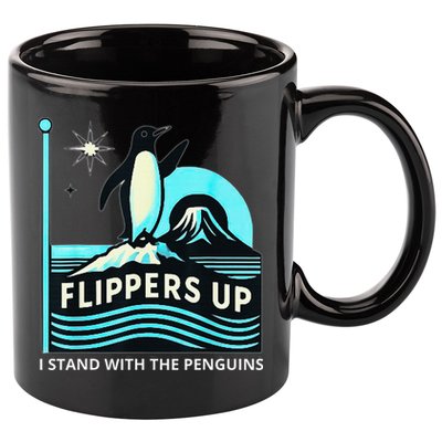 Funny-Penguin-Flippers-Up-I-Stand-With-The-Penguins 11oz C Handle Ceramic Mug