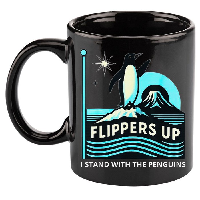 Funny-Penguin-Flippers-Up-I-Stand-With-The-Penguins 11oz C Handle Ceramic Mug