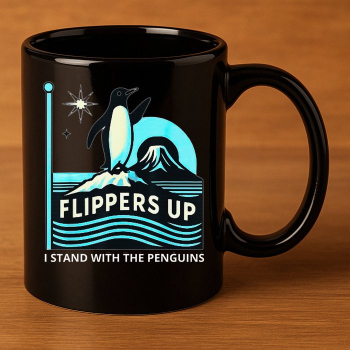 Funny-Penguin-Flippers-Up-I-Stand-With-The-Penguins 11oz C Handle Ceramic Mug