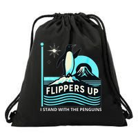 Funny-Penguin-Flippers-Up-I-Stand-With-The-Penguins Drawstring Bag