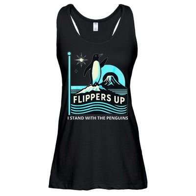 Funny-Penguin-Flippers-Up-I-Stand-With-The-Penguins Ladies Essential Flowy Tank