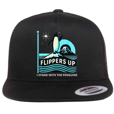 Funny-Penguin-Flippers-Up-I-Stand-With-The-Penguins Flatbill Hat