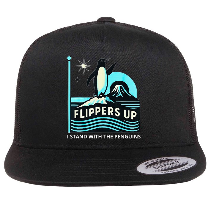 Funny-Penguin-Flippers-Up-I-Stand-With-The-Penguins Flatbill Hat