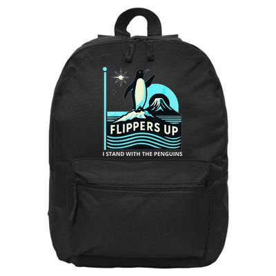 Funny-Penguin-Flippers-Up-I-Stand-With-The-Penguins 16 in Basic Backpack