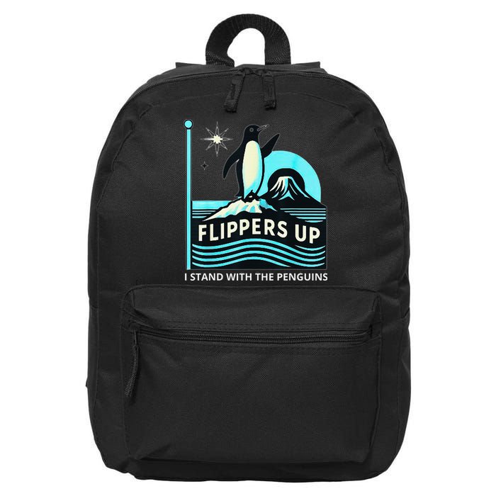 Funny-Penguin-Flippers-Up-I-Stand-With-The-Penguins 16 in Basic Backpack