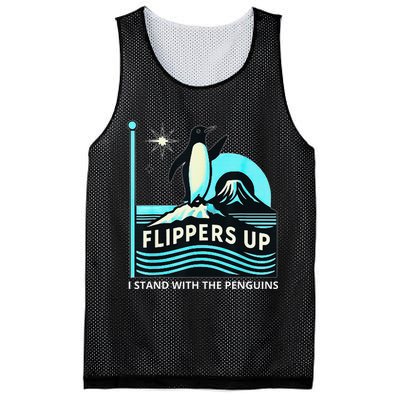 Funny-Penguin-Flippers-Up-I-Stand-With-The-Penguins Mesh Reversible Basketball Jersey Tank