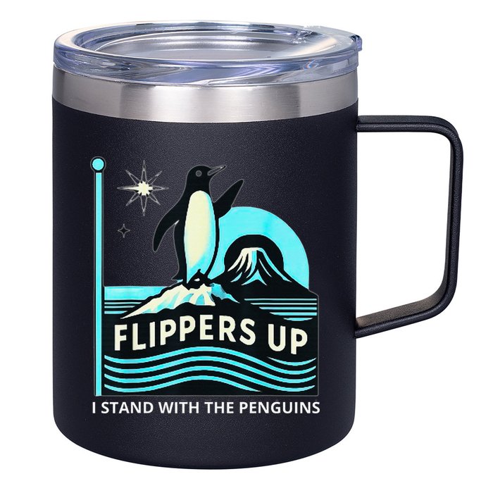 Funny-Penguin-Flippers-Up-I-Stand-With-The-Penguins 12oz Stainless Steel Coffee Mug