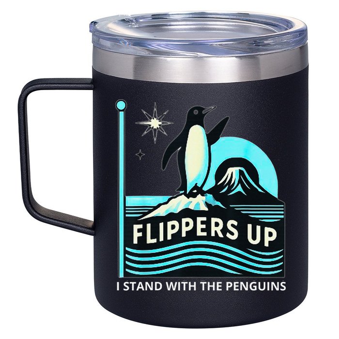 Funny-Penguin-Flippers-Up-I-Stand-With-The-Penguins 12oz Stainless Steel Coffee Mug