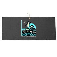 Funny-Penguin-Flippers-Up-I-Stand-With-The-Penguins Large Microfiber Waffle Golf Towel