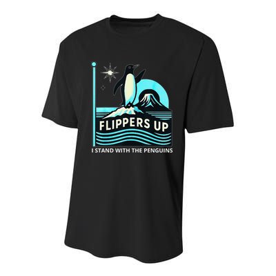 Funny-Penguin-Flippers-Up-I-Stand-With-The-Penguins Youth Performance Sprint T-Shirt